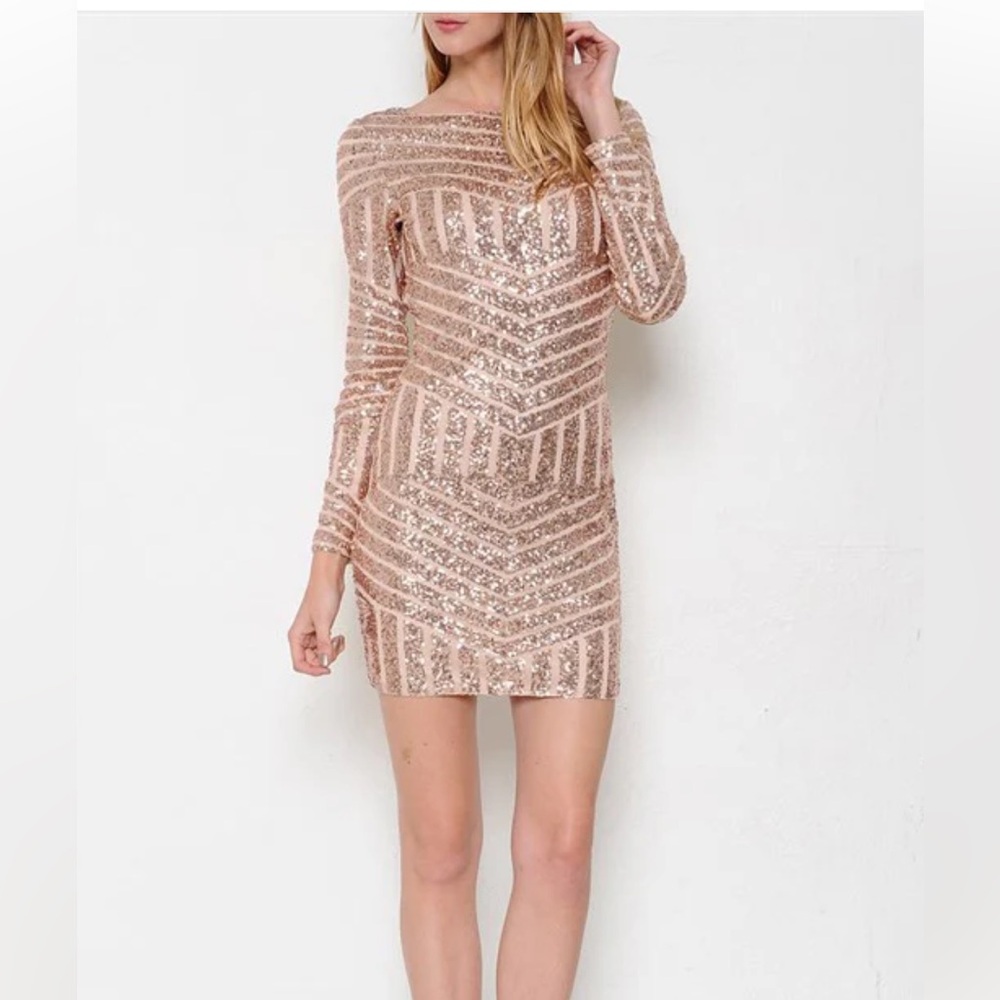 Hello Molly Rose Gold sequin dress 6 NWT - Picture 3 of 9